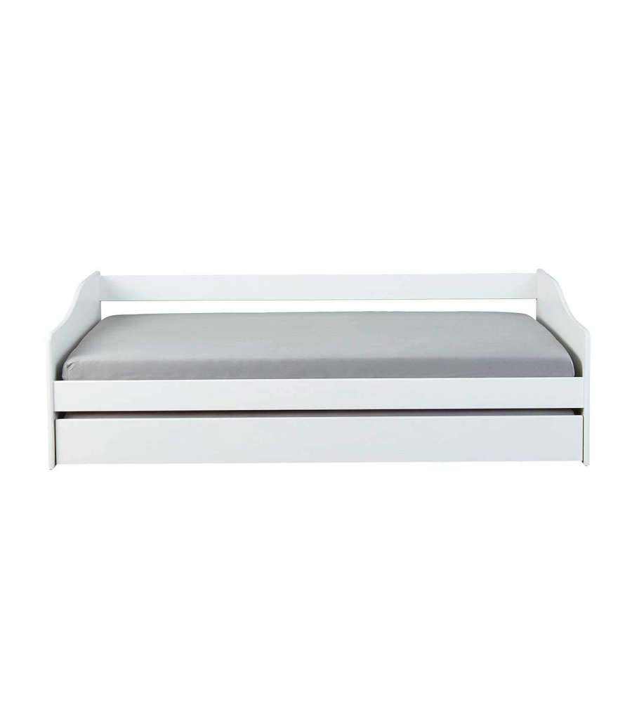 Inter Link Malte Divano Letto 90x200 Bianco - Divano Letto con Cassone Estraibile - Pino Massello