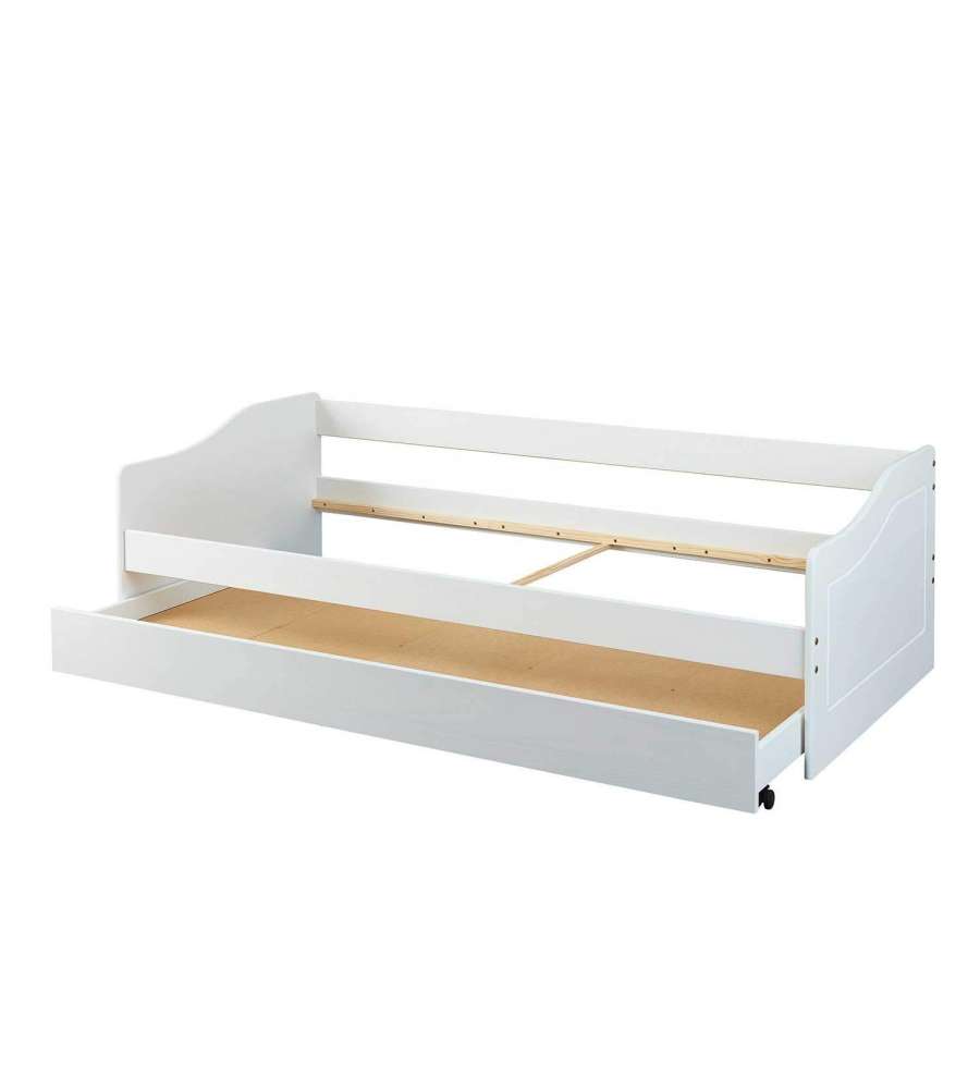 Inter Link Malte Divano Letto 90x200 Bianco - Divano Letto con Cassone Estraibile - Pino Massello