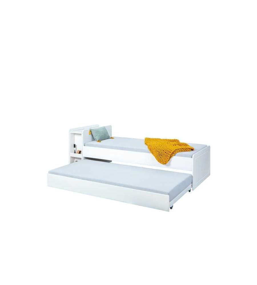 Inter Link Letto Singolo Sleep Well con Letto Estraibile - Pino Bianco 236x95 cm