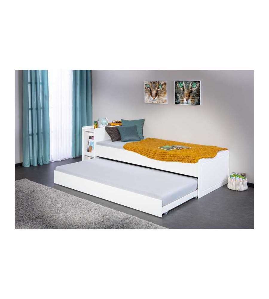 Inter Link Letto Singolo Sleep Well con Letto Estraibile - Pino Bianco 236x95 cm