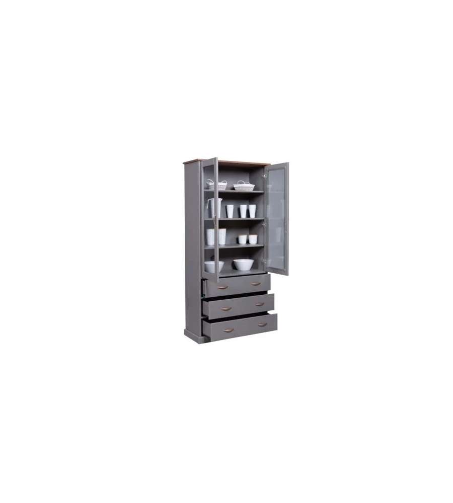 Vetrina Luzerna 10 Grigio Seppia 90 x 38,4 x 190 cm