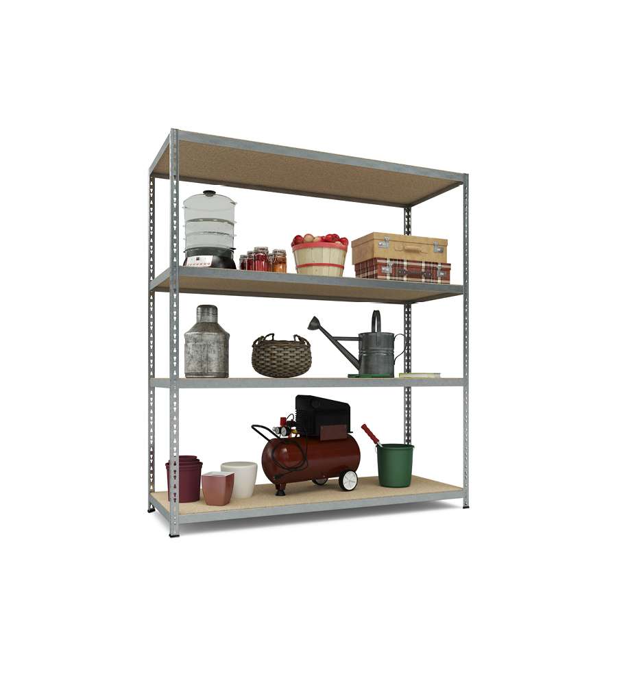 Scaffale Metallo e Legno - 4 Ripiani - 180x160x60 cm