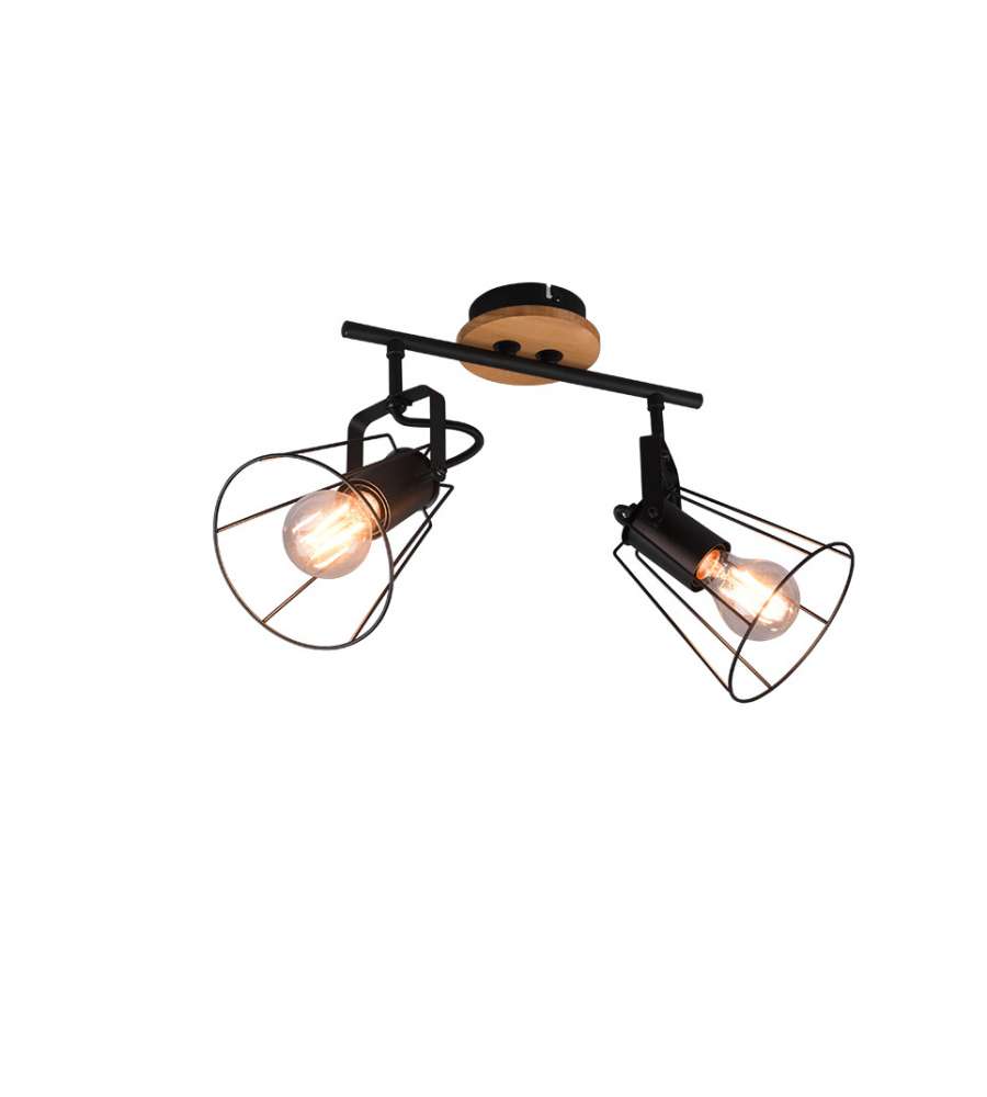 Faretto Jaipur 2x E27 60W 38x31x14 cm Nero Opaco