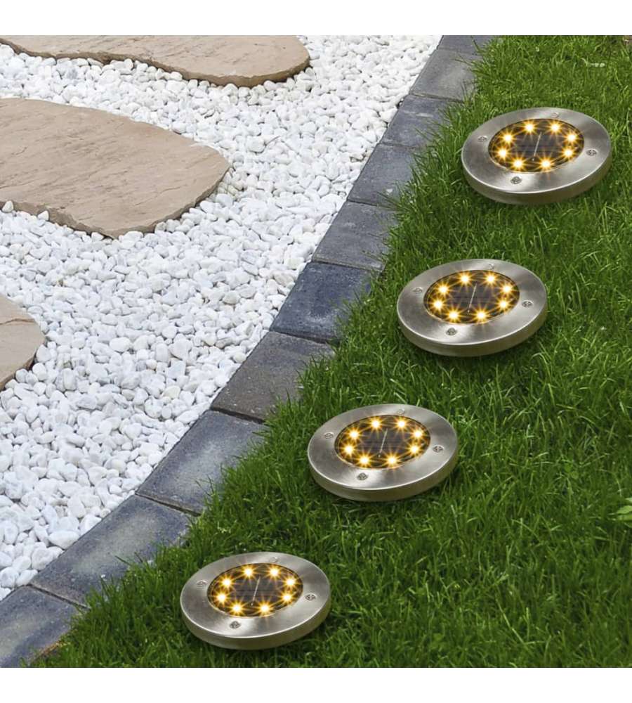 HI Luci Solari a LED Interrate da Giardino Set 4 pz