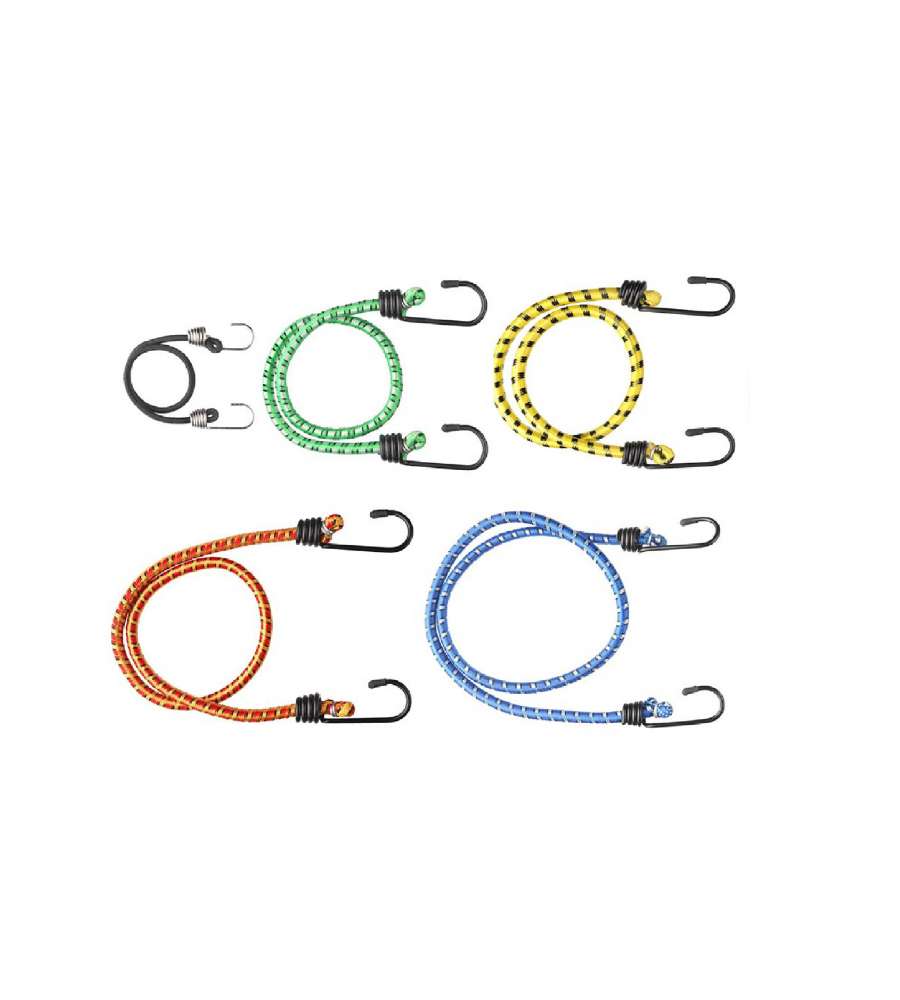 Cavo elastico assortito Diam. 8 da 250 a 750 mm. con ganci 10 pz.