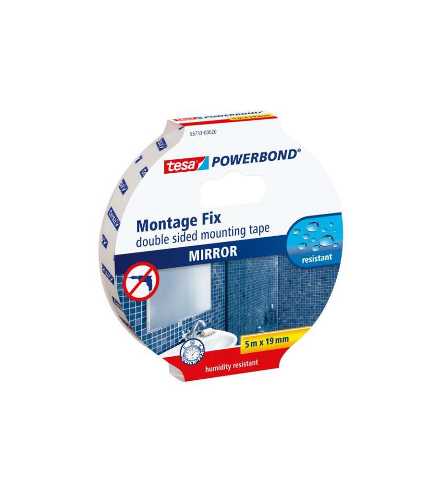 Tesa Nastro Biadesivo per Specchi - Bianco - 5mx19mm