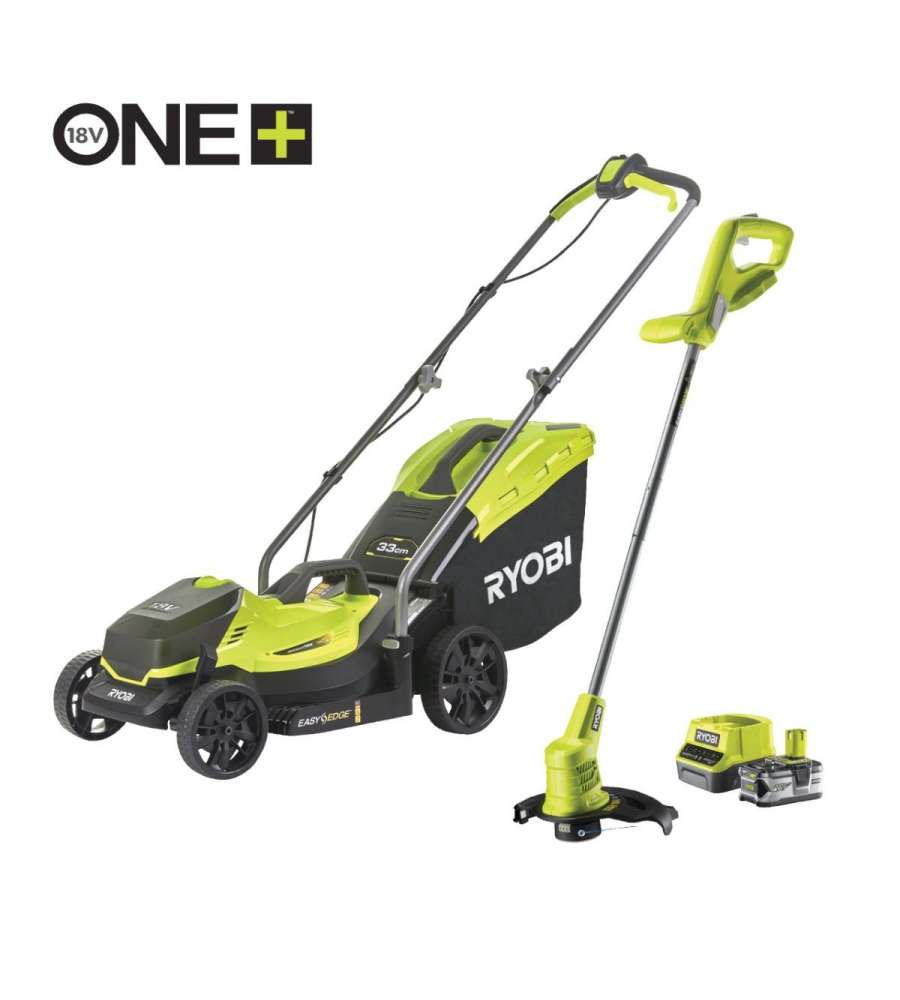 Kit Tagliaerba e Tagliabordi Ryobi 18V con Batteria 4.0Ah e Caricabatterie