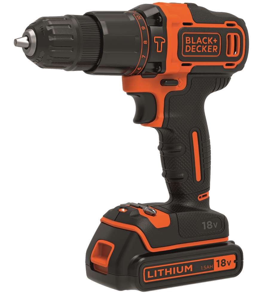 Trapano Avvitatore a Percussione Black+Decker 18V Litio 1,5 Ah