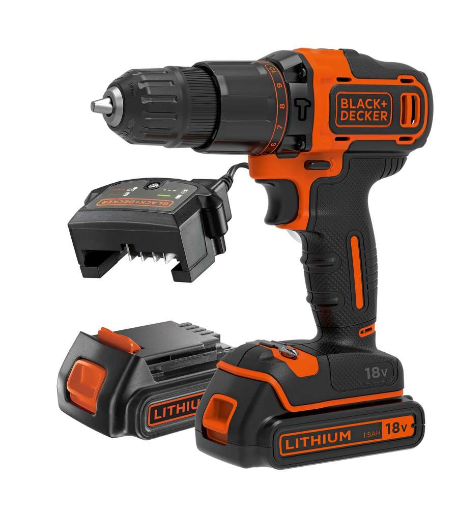 Black+Decker Trapano Avvitatore a Percussione - 18V - 2 Batterie