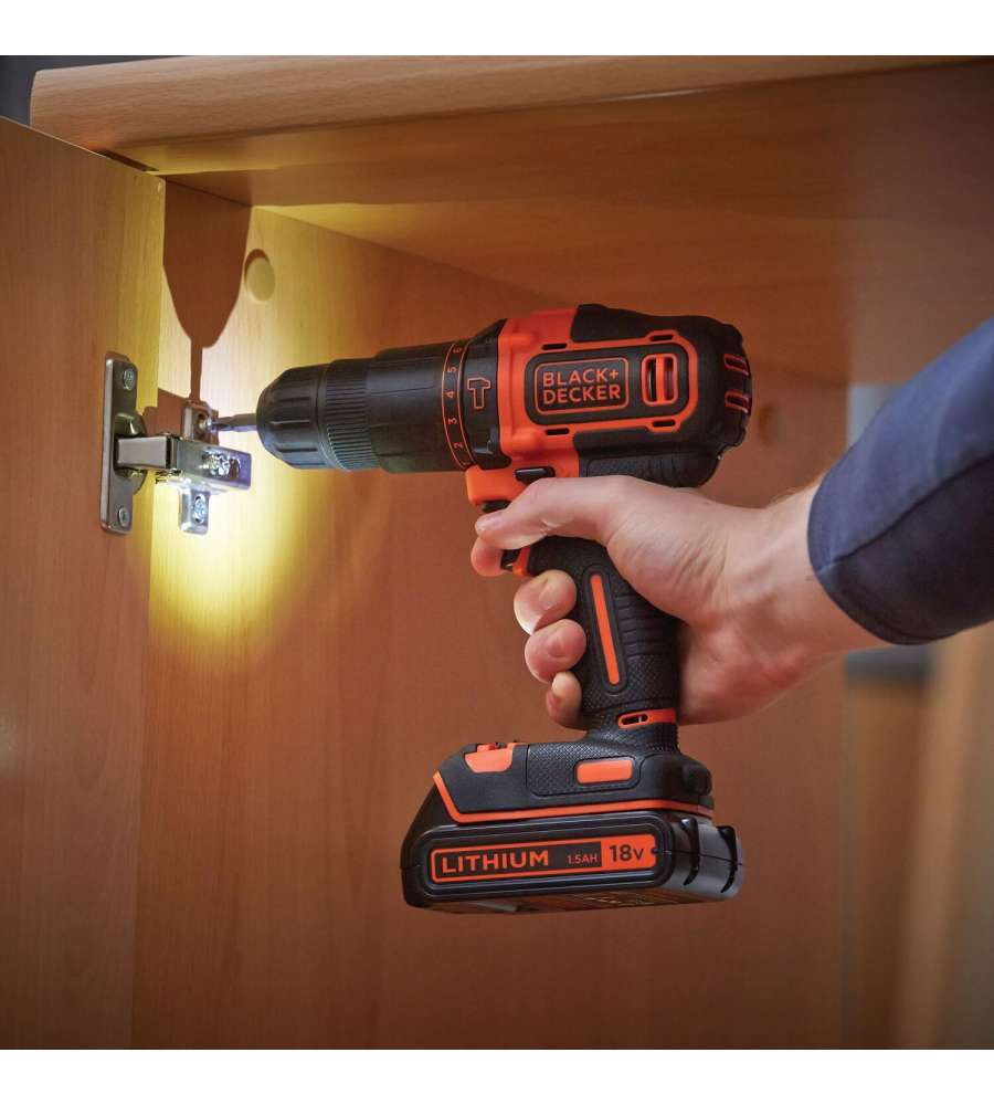 Black+Decker Trapano Avvitatore a Percussione - 18V - 2 Batterie