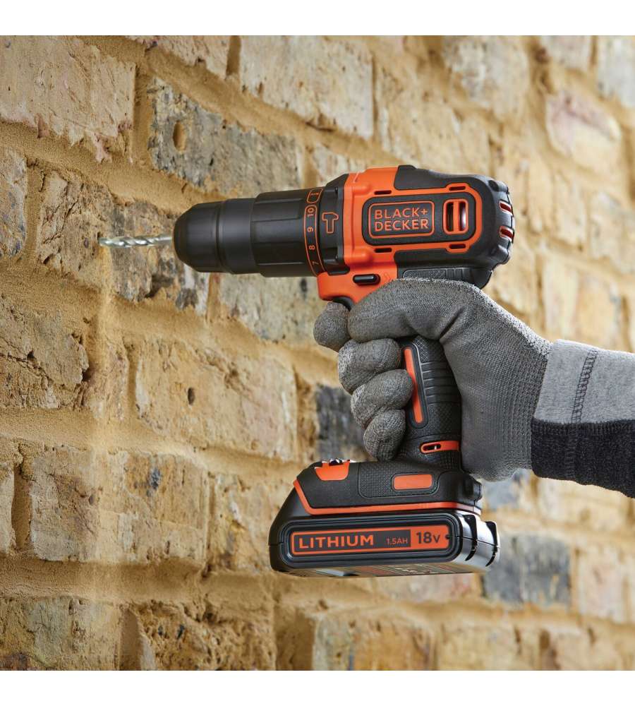 Black+Decker Trapano Avvitatore a Percussione - 18V - 2 Batterie