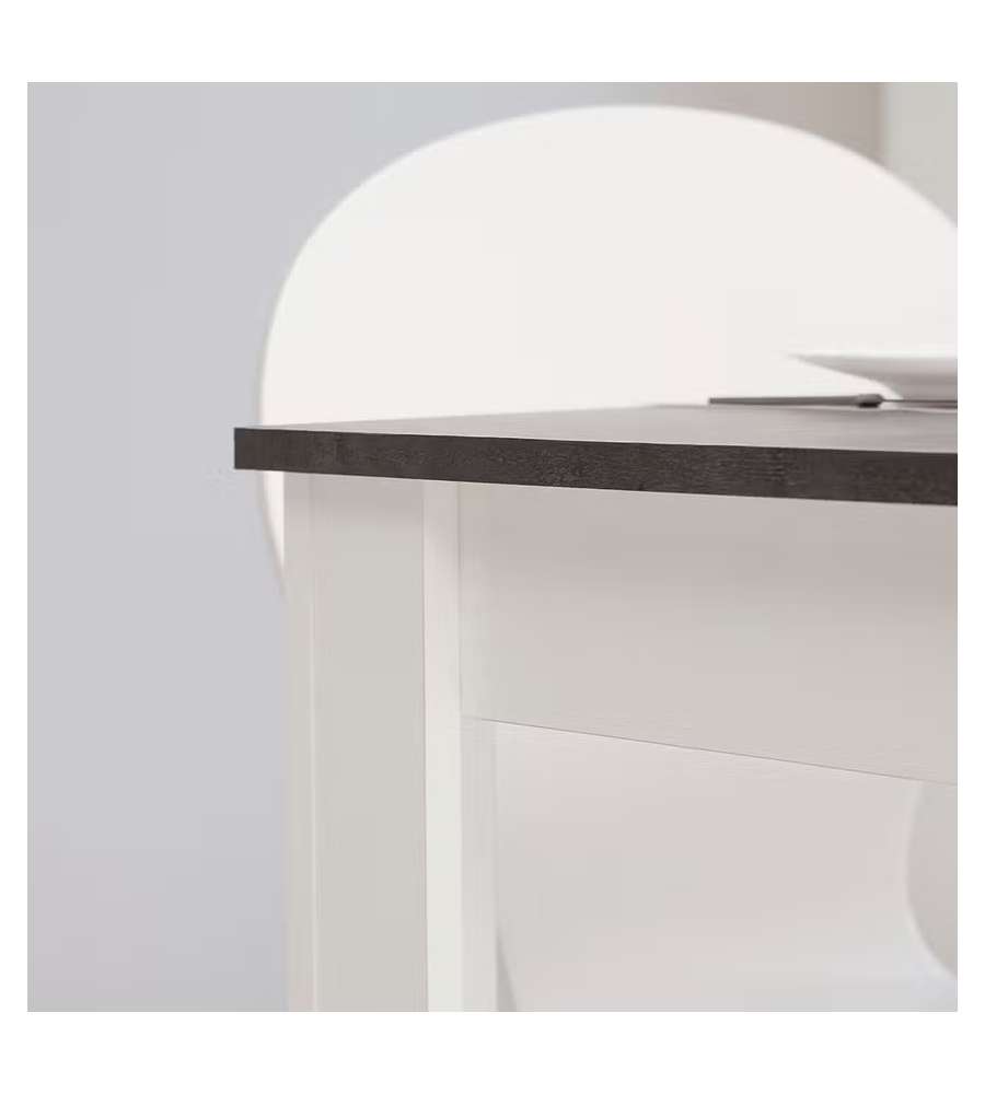 Tavolo da pranzo Pepper bianco e cemento scuro - 110x75x75H cm