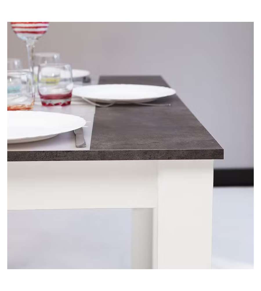 Tavolo da pranzo Pepper bianco e cemento scuro - 110x75x75H cm