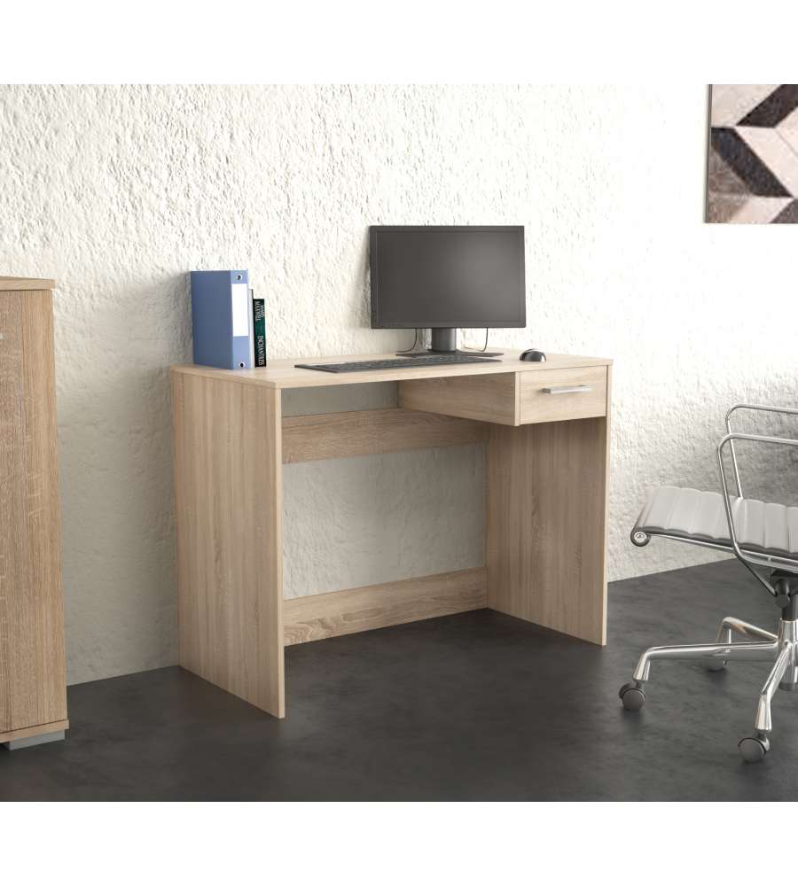 Domo Mea Scrivania Natural Wood con Cassetto - 100x50 cm Elegante
