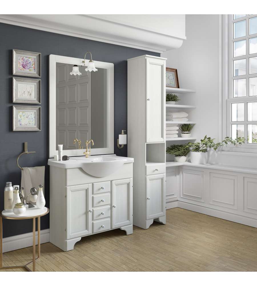 Base Bagno con Lavabo Ceramica - Decap Bianco - 86cm