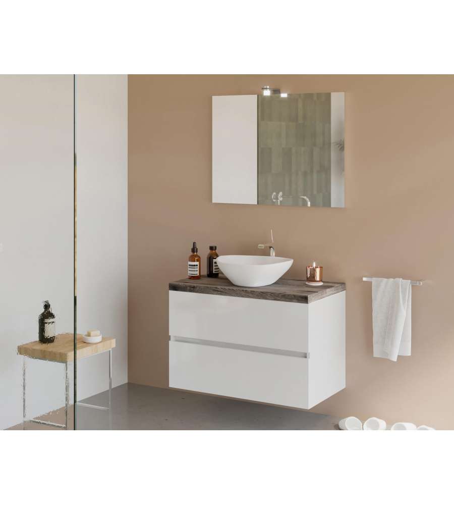 Lavabo da Appoggio City in Ceramica - Bianco - 41x33.5x14 cm