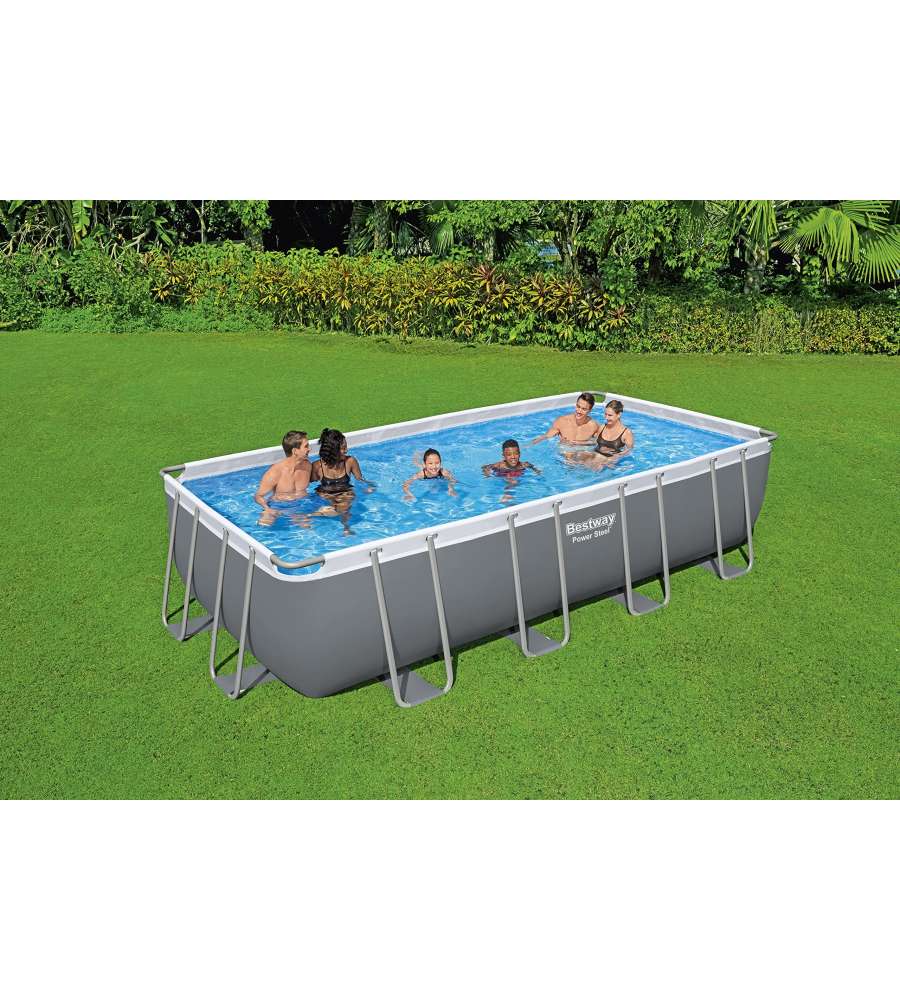 Bestway Piscina Power Steel - Grigio Bianco - 549x274x122 cm