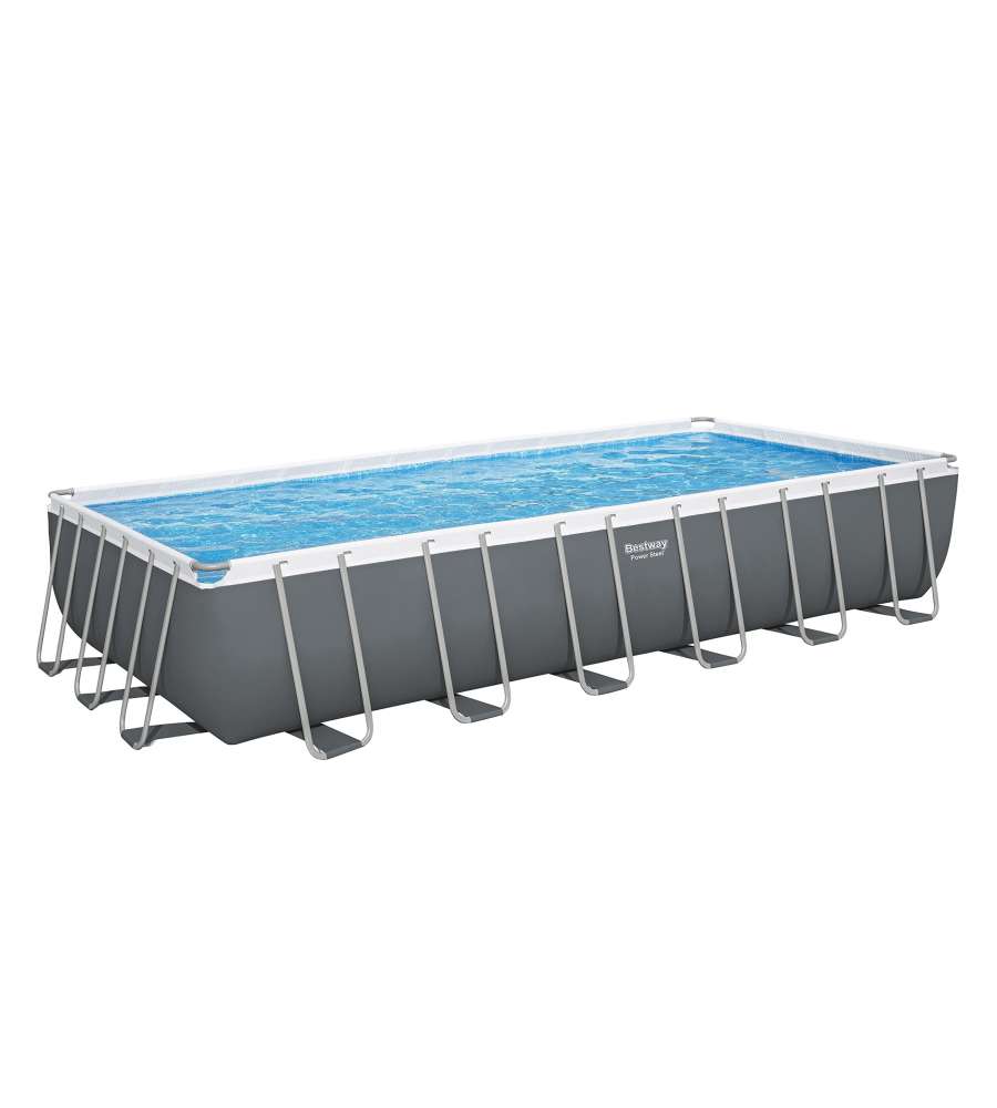 Bestway Piscina Rettangolare Power Steel - Grigio Bianco - 732x366x132 cm