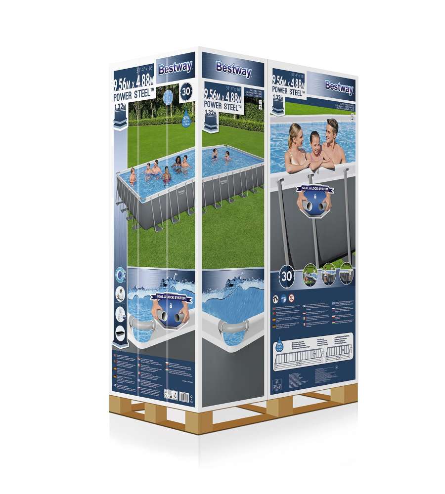Bestway Piscina Fuori Terra Power Steel - Rettangolare - 956x488 cm