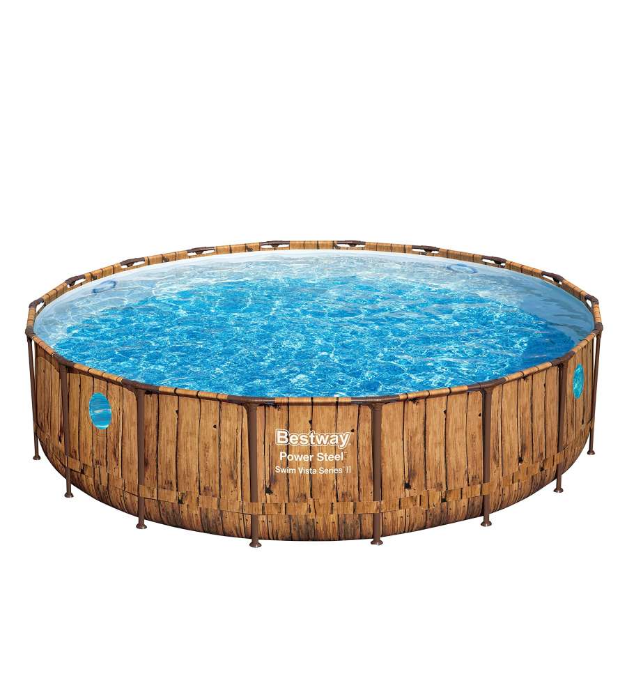Bestway Piscina Tonda Power Steel - Effetto Legno - 549x122 cm