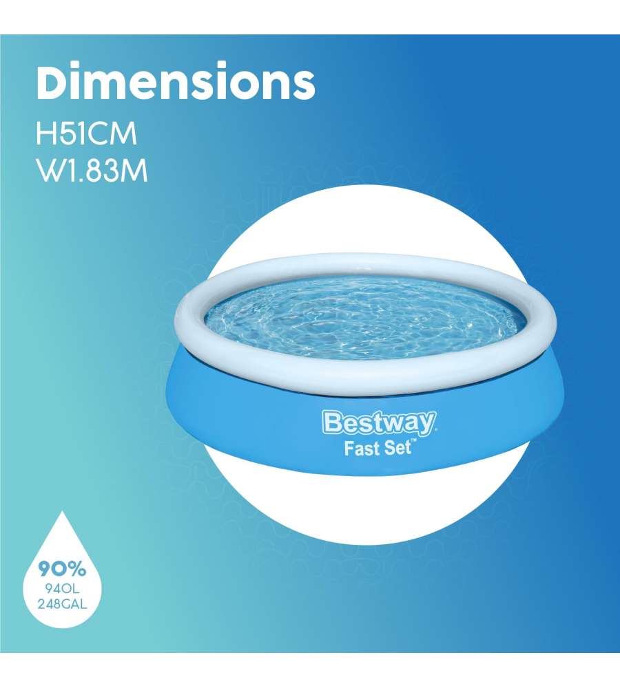 Bestway Piscina Fast Set da Giardino - Blu e Bianco - 183 x 51 cm