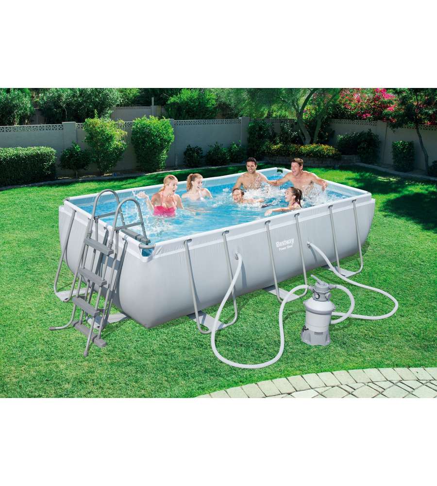 Bestway Piscina Rettangolare Power Steel - Chiaro - 404x201 cm