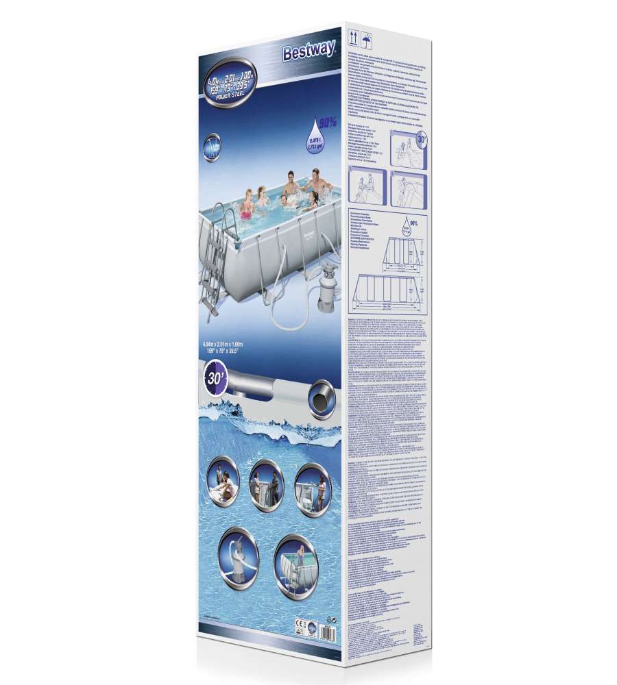 Bestway Piscina Rettangolare Power Steel - Chiaro - 404x201 cm