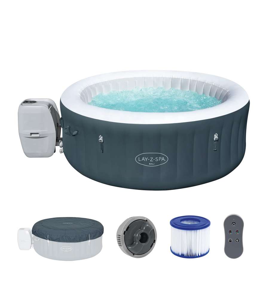 Bestway Piscina Lay-Z SPA Bali AirJet Idromassaggio Gonfiabile - Grigio - 180 x 66 cm