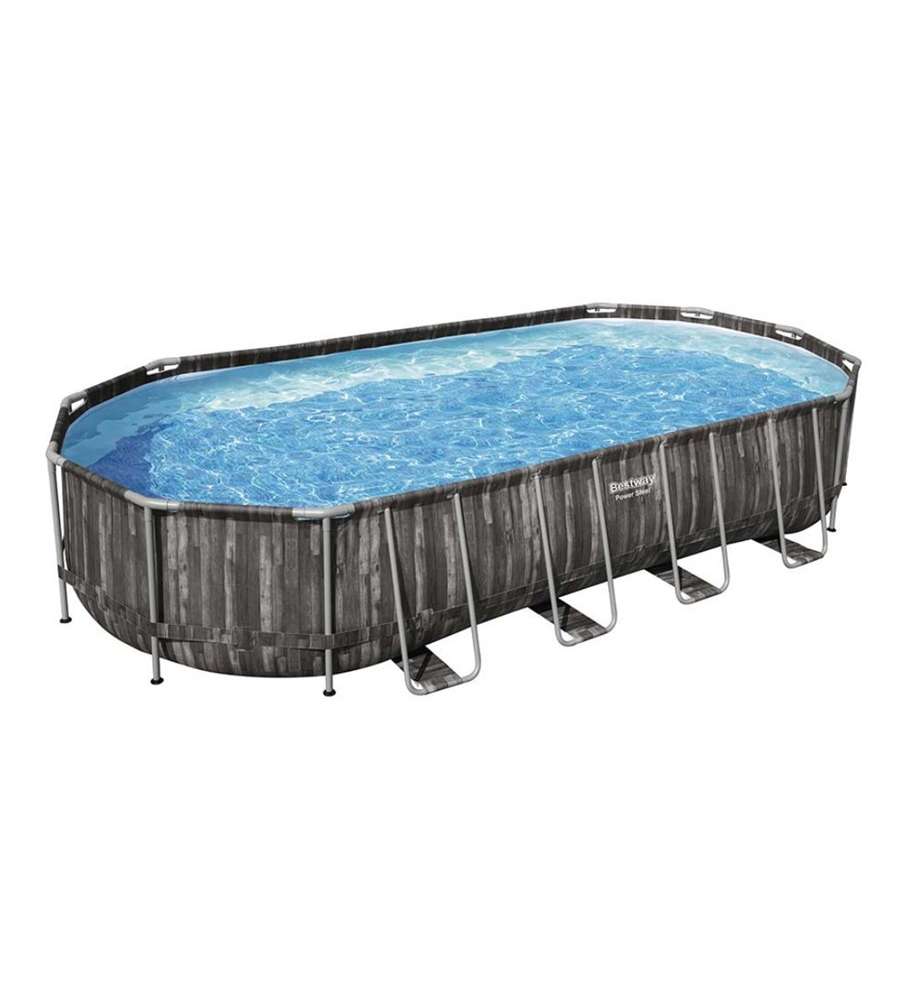 Bestway Piscina Fuori Terra Power Steel - Grigio Effetto Legno - 732x366x122cm