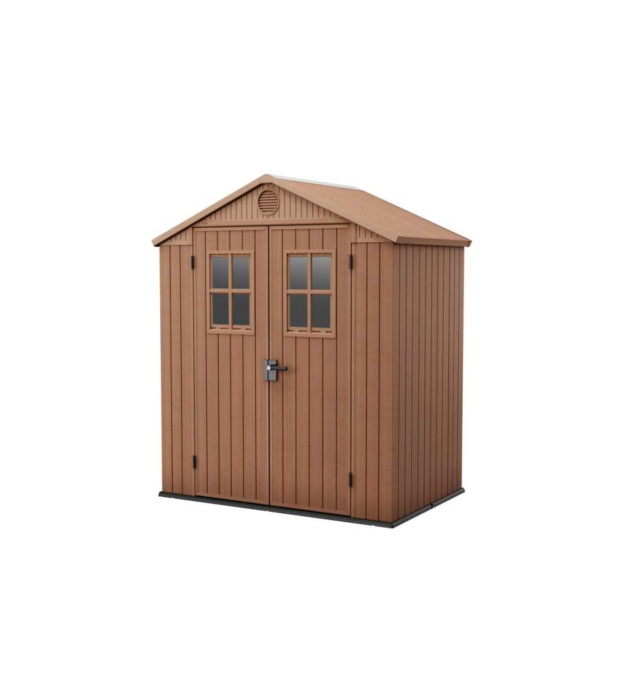 Keter Casetta da Giardino Darwin 6x4 - Effetto Legno - 190x122x221 cm