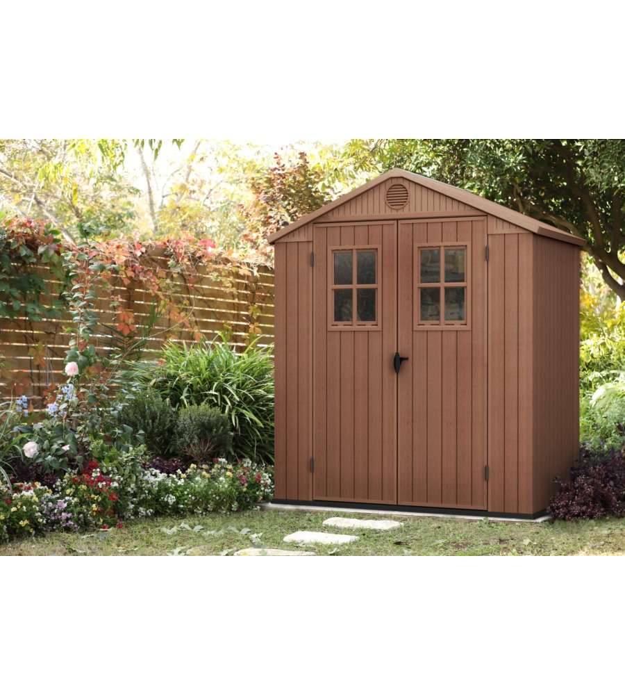 Keter Casetta da Giardino Darwin 6x4 - Effetto Legno - 190x122x221 cm