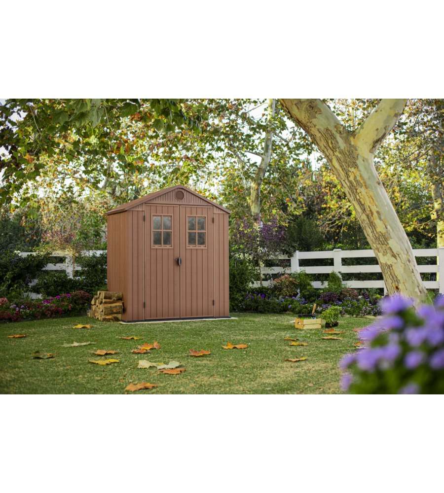 Keter Casetta da Giardino Darwin 6x4 - Effetto Legno - 190x122x221 cm