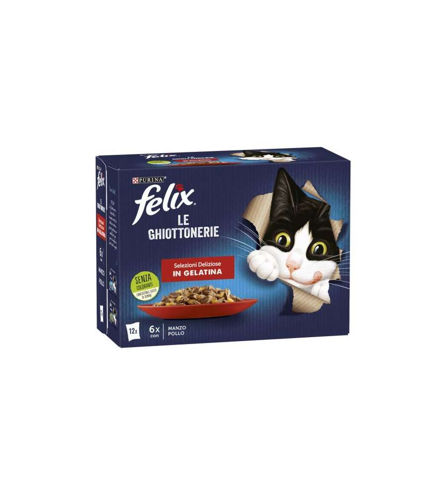 Felix Le ghiottonerie per Gatto Selezioni deliziose Manzo/Pollo 12x85g