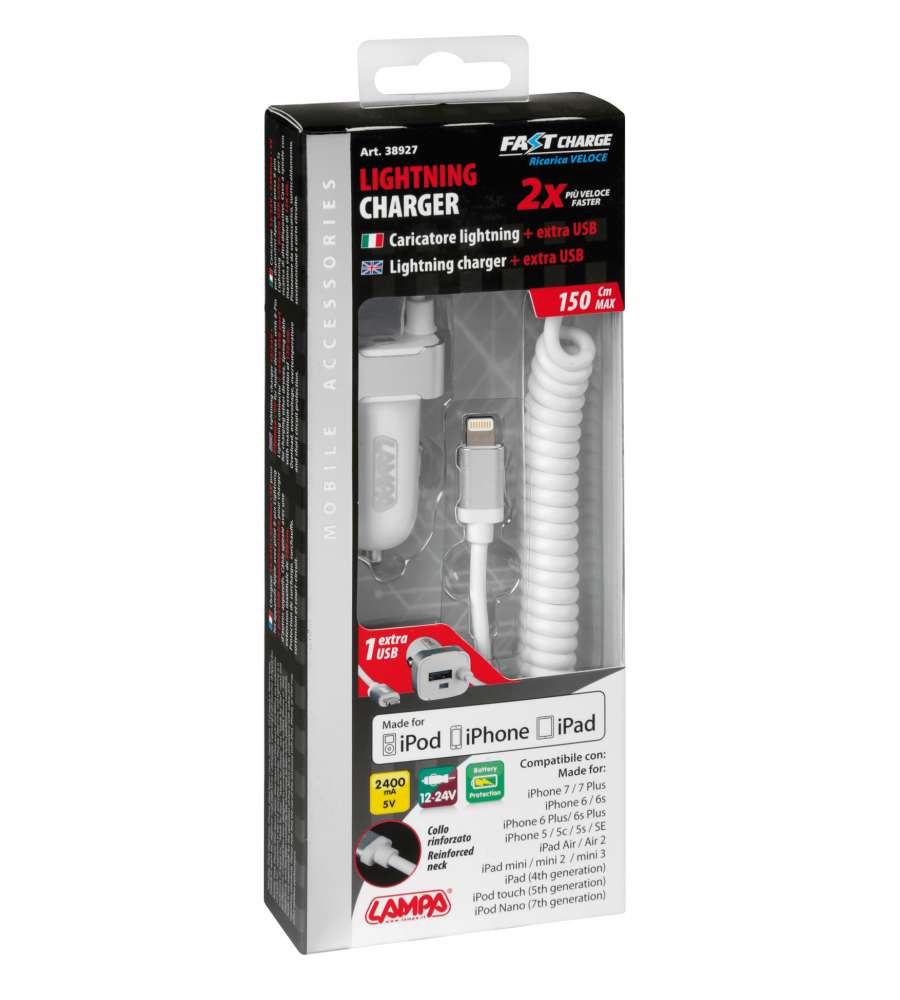 Carica batteria lighting + USB A 2.4 A