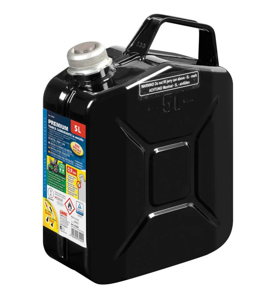Premium, Tanica Carburante In Metallo - 5 L - Nero