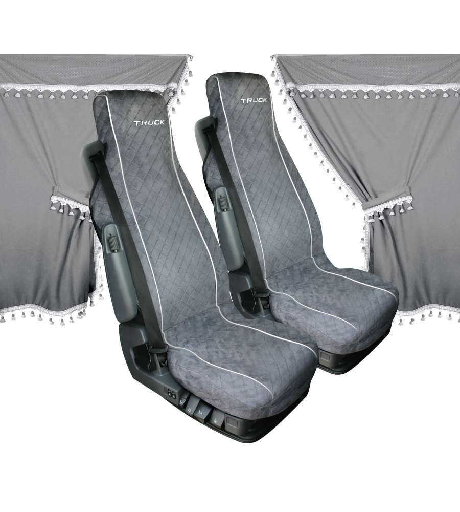 Melissa, Set Tende E Coprisedili In Microfibra Per Camion - Grigio