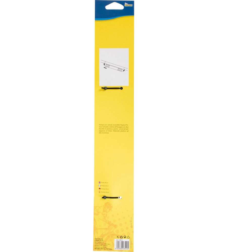 Pompa gonfiaggio ruote bici in plastica aggancio al telaio 40cm