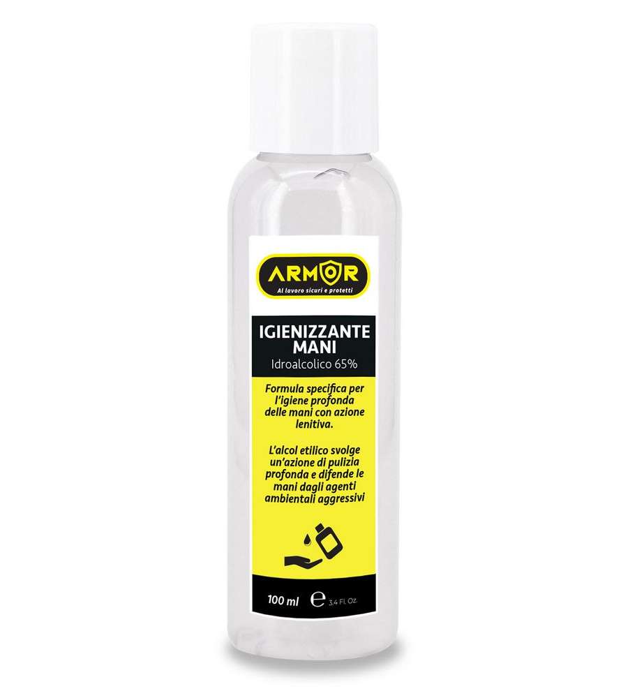 Gel igienizzante mani 100 ml, indroalcolico al 65%, massima igiene