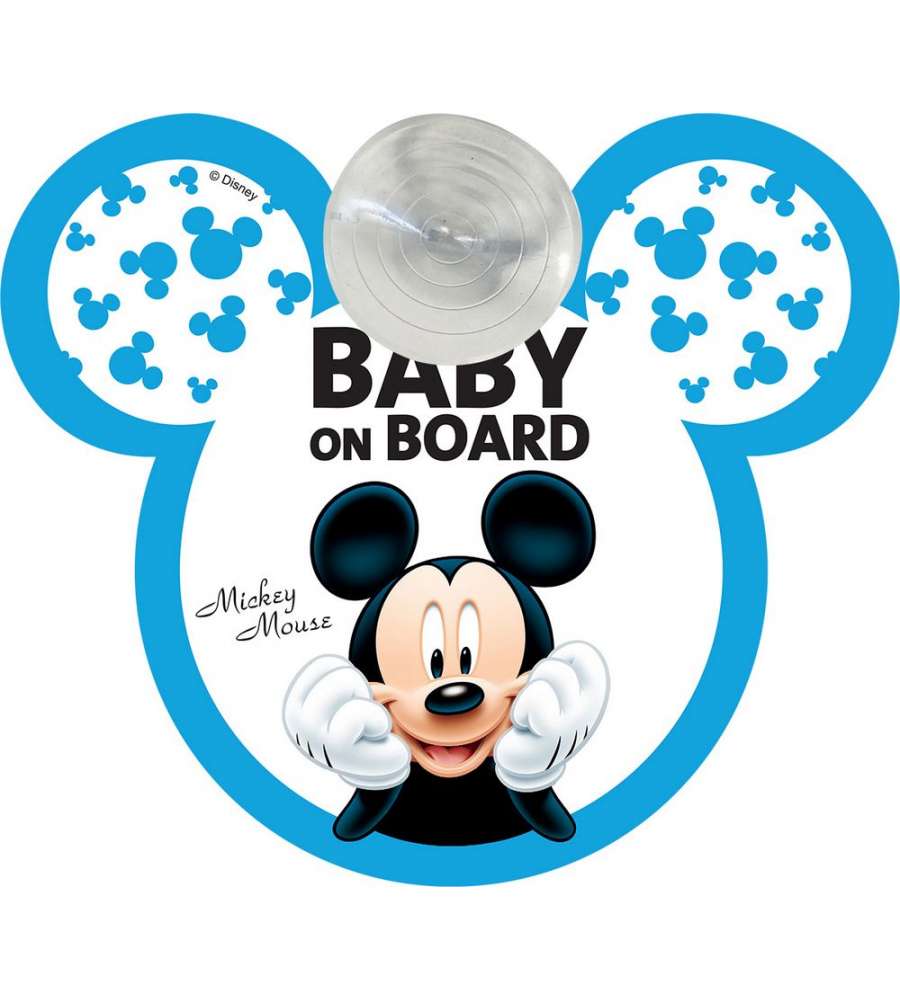 Cartello bimbo a bordo a ventosa con grafiche Disney Mickey Mouse.