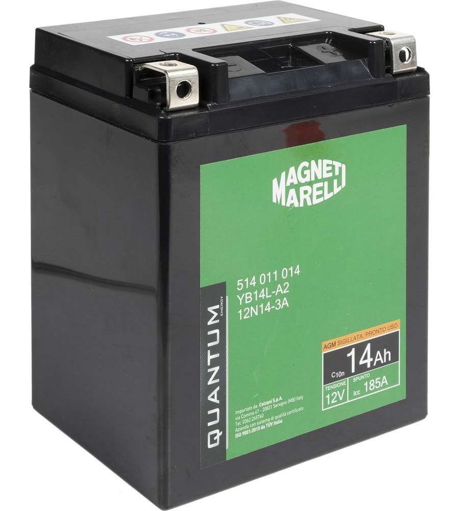Magneti marelli batteria moto e scooter 14AH 12V 185A tecnologia AGM sigillata polo positivo destro