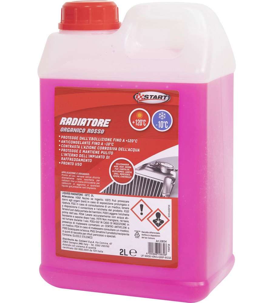 Liquido radiatore organico rosso -10gr +120gr 2l