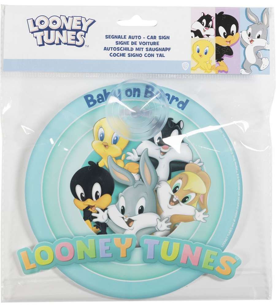 Cartello bimbo a bordo a ventosa con grafiche WB Looney Tunes
