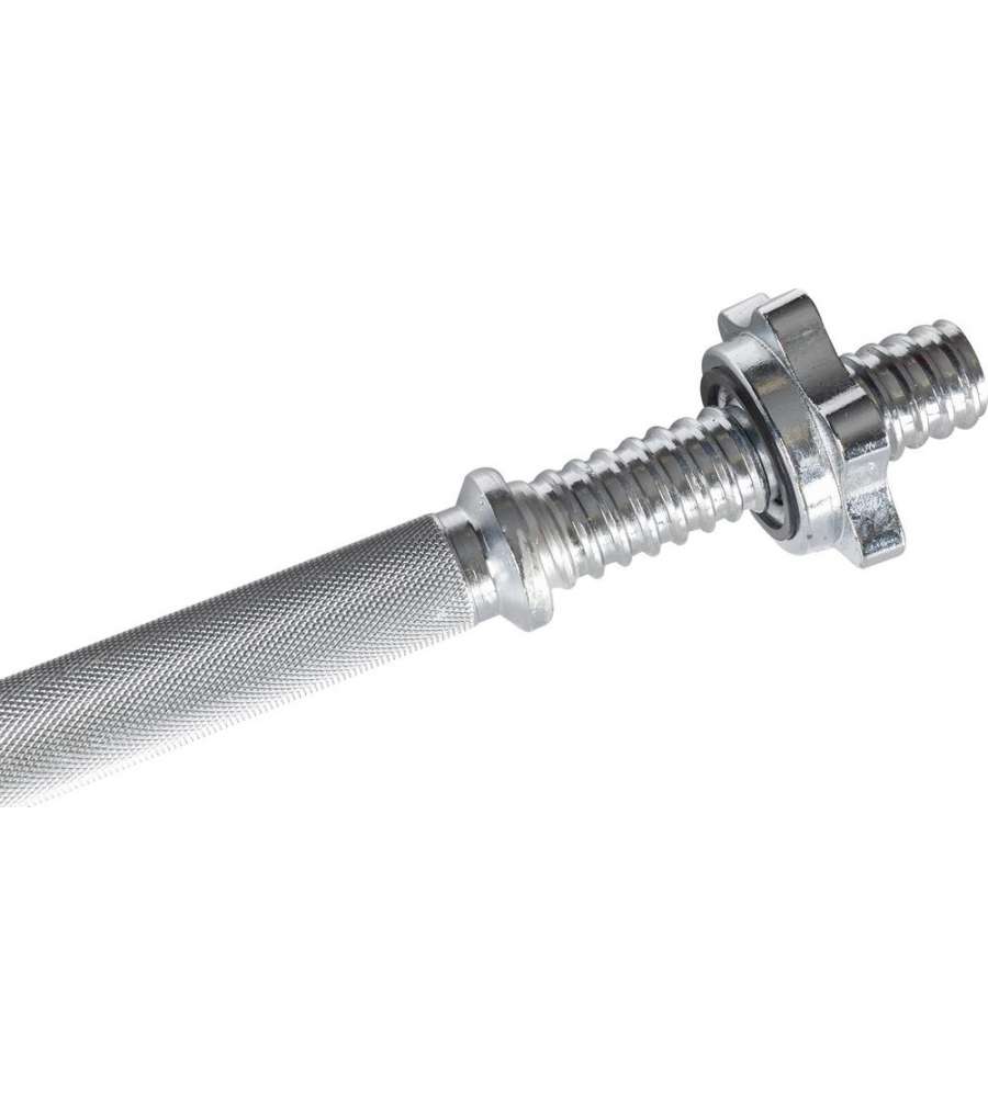 Asta cromata per manubrio con ghiera per dischi in ghisa - lunghezza 33cm e diametro 25mm - peso 1,2 kg
