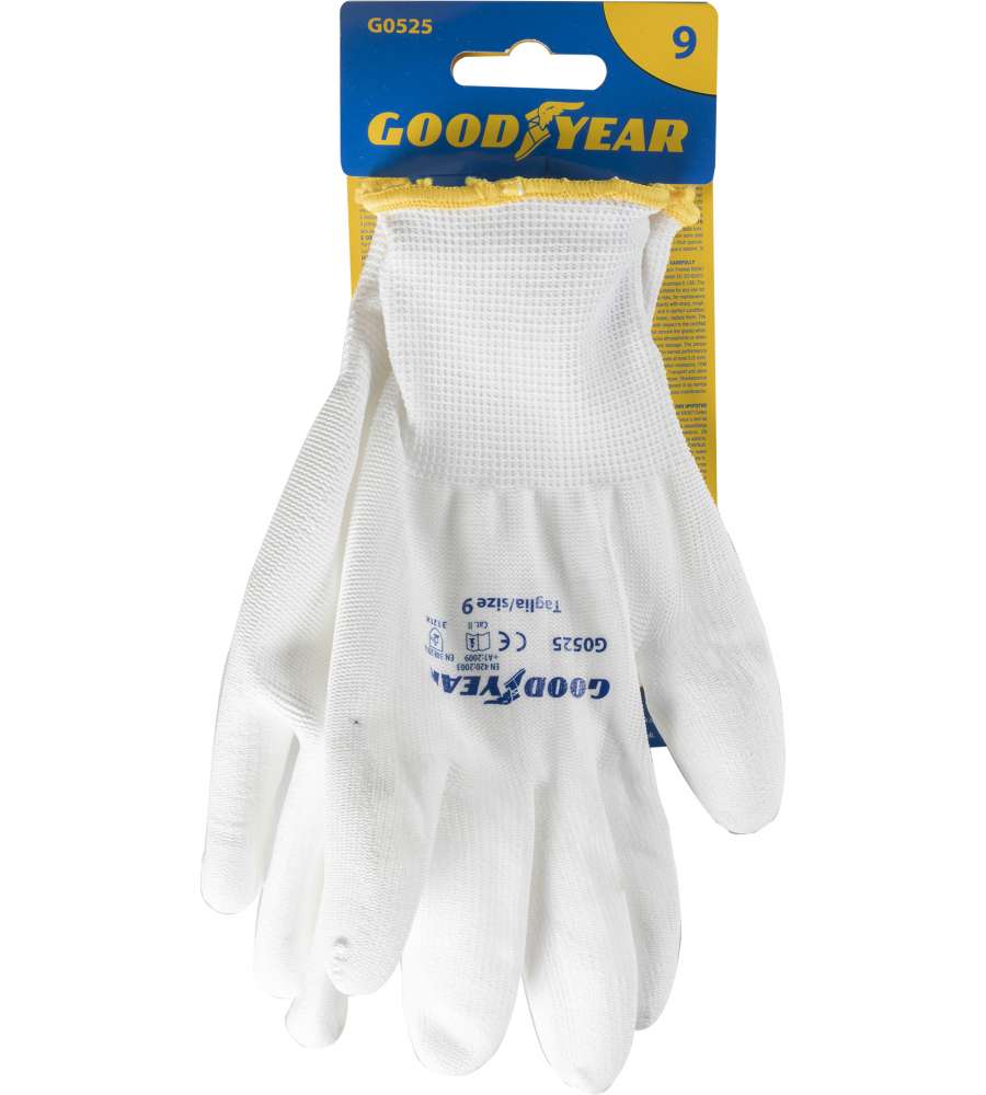 Guanti in poliestere e poliuretano mod.G0525 taglia 9 bianco Lavoro