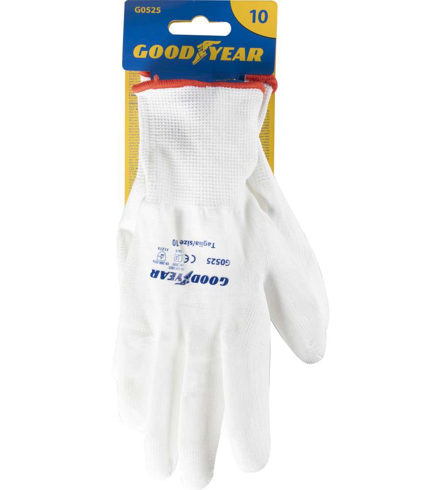 Guanti in poliestere e poliuretano mod.G0525 taglia 10 bianco Lavoro