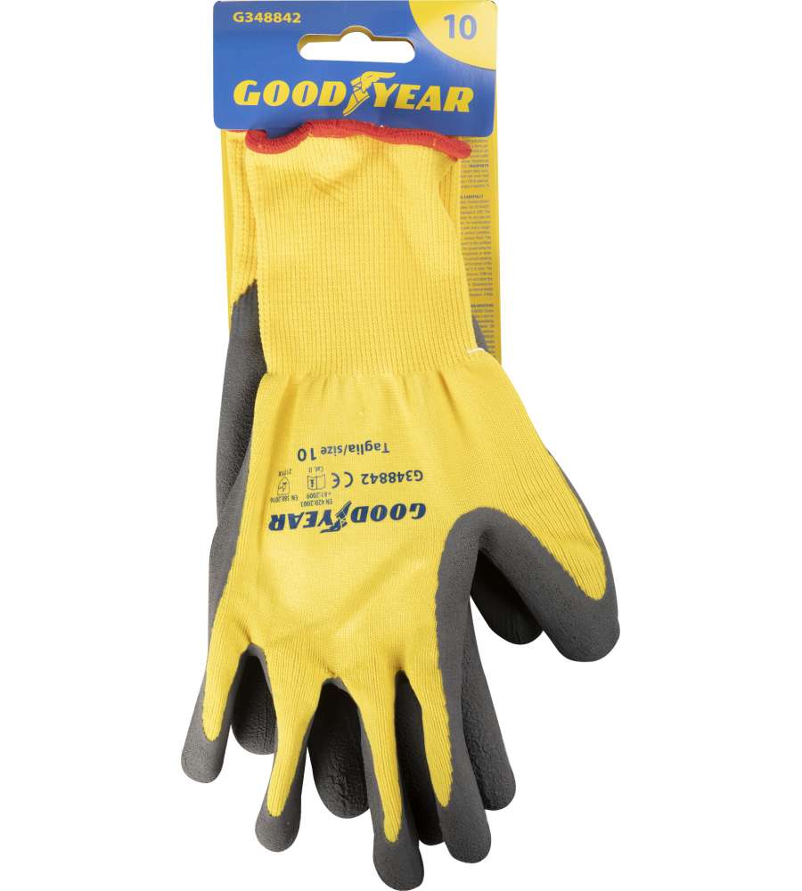 Guanti in nylon e schiuma di lattice mod.G348842 taglia 10 senape/nero Lavoro