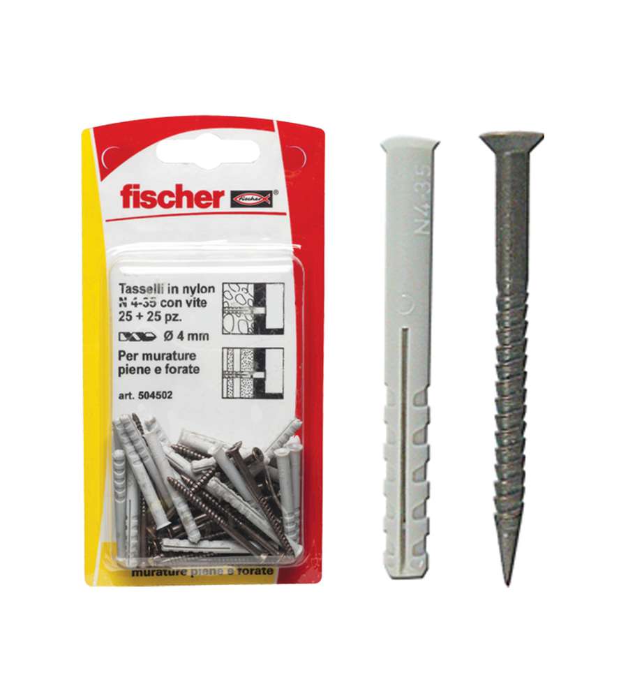 Fischer Tasselli a percussione N 4X35 K con vite (25 Pz.)