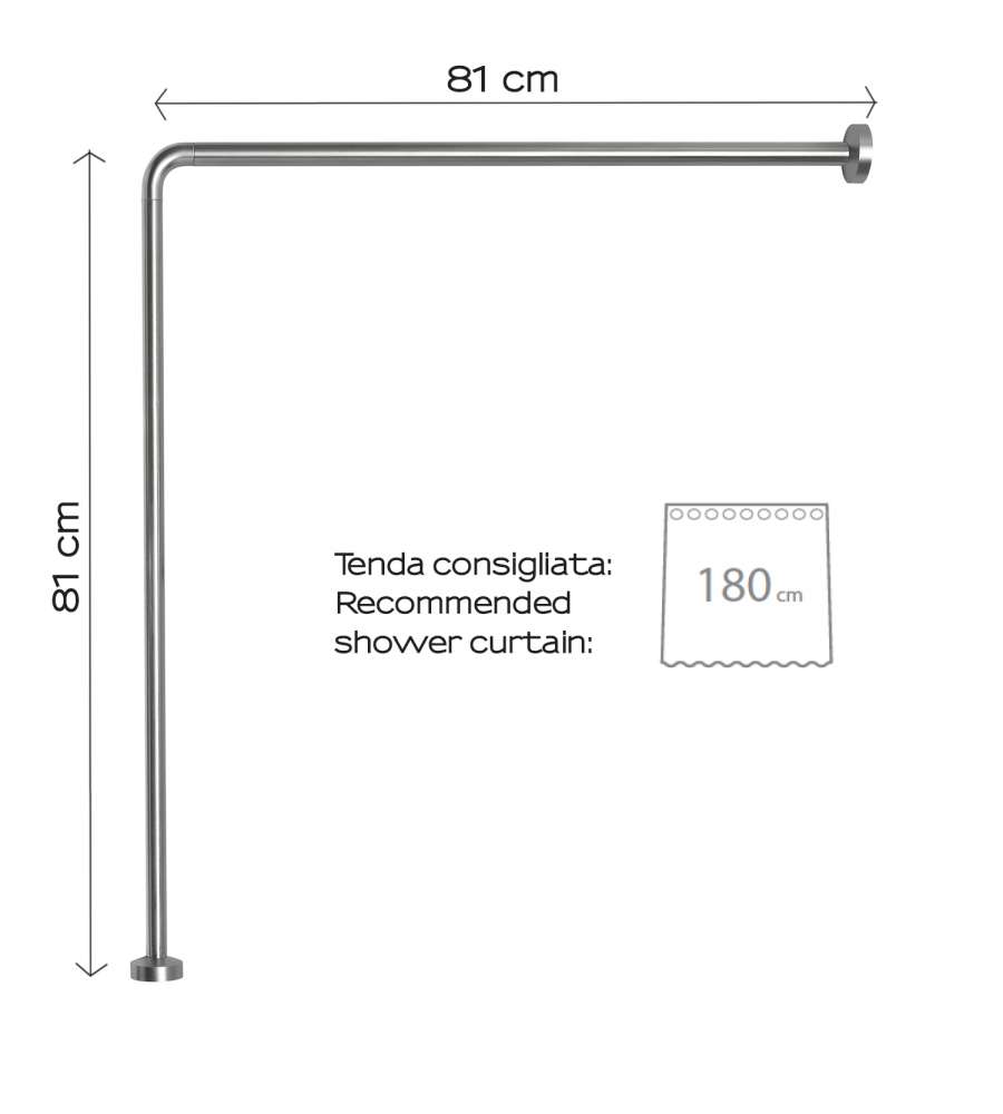 Gedy Asta Angolare per Tenda Doccia - Cromata - 810 mm