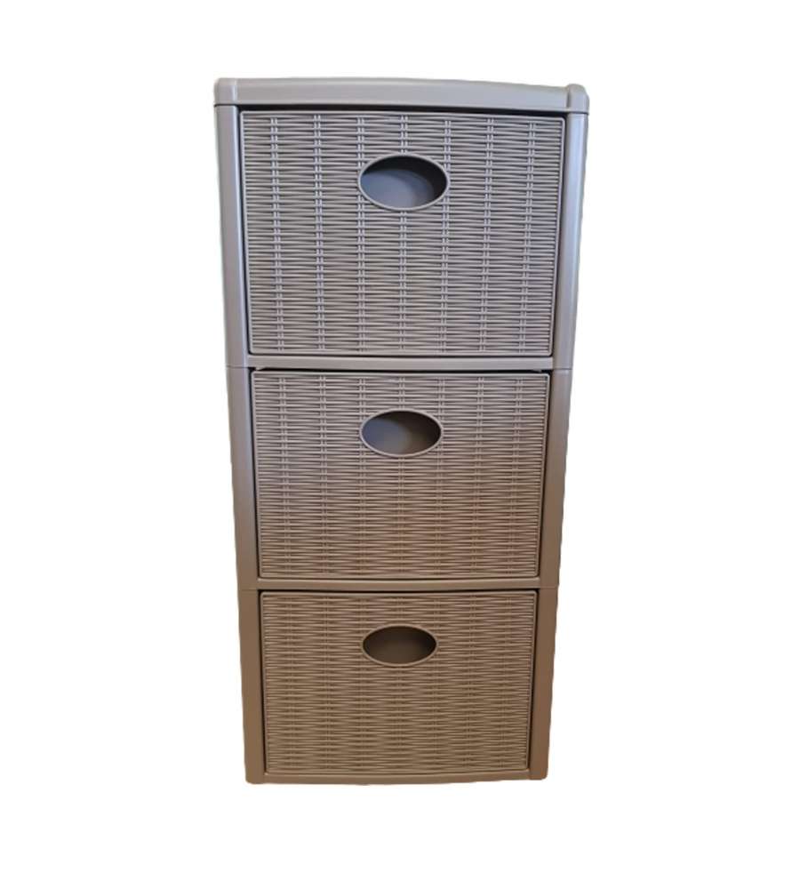 Stefanplast Cassettiera Elegance 3 Cassetti Tortora 30x40 H60 cm - Polipropilene Super Resistente - Portaoggetti con Ruote