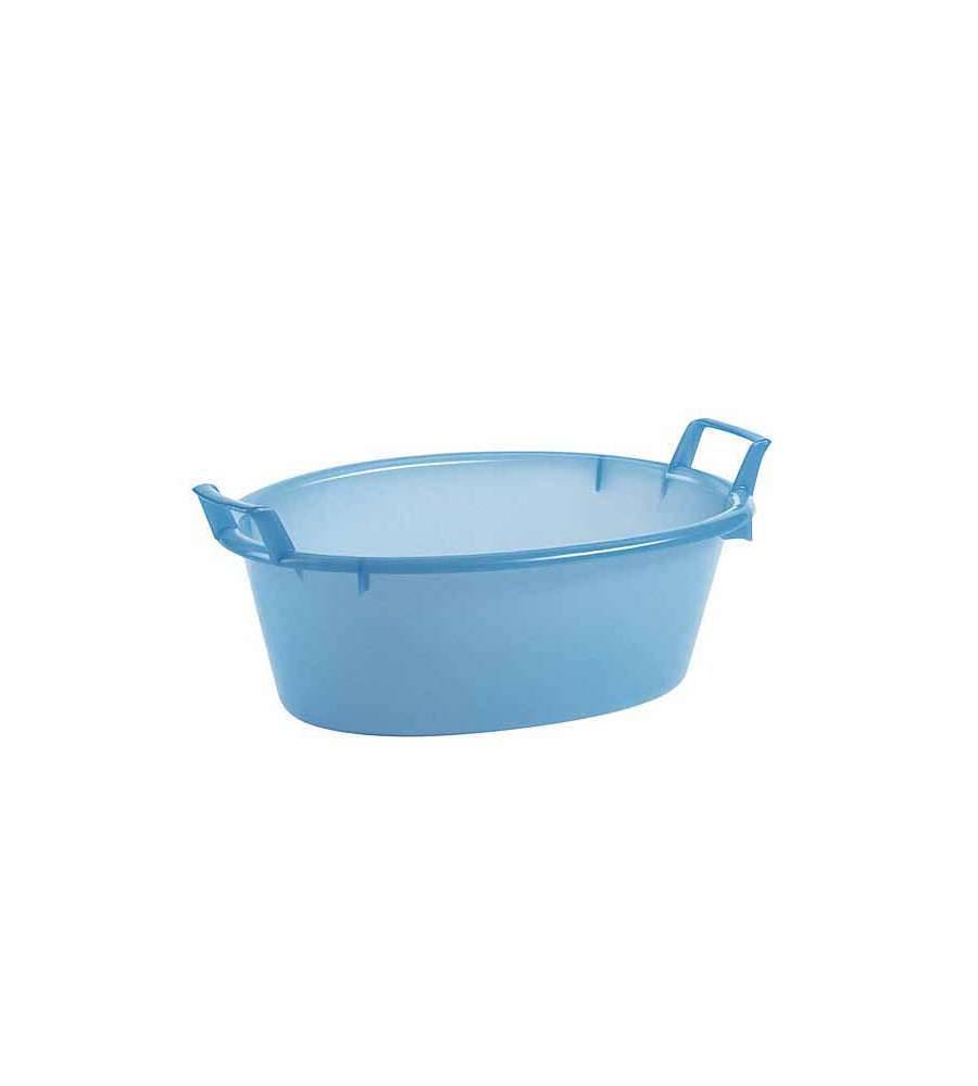 Stefanplast Bacinella Ovale in Plastica - Azzurro/Bianco - 55 cm